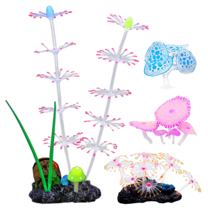4Pcs Coral Waterplant Fishtanks Ornament Natural Lookings Coralreef Fluorescence Color Decoration for Aquariums Landscapes