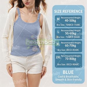 2-in-1 Nursing Tank Top w/ Built-in Breathable Silk Blend Breastfeeding Camisoles Cotton Nursing Bra