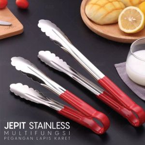 Capitan makanan gorengan penjepit stainless - jepitan daun merah