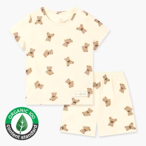 Bộ ngắn tay thun cotton dành cho bé trai bé gái mặc nhà mùa hè Unifriend Hàn Quốc U2022-6. Size đại 5 6 8 10 tuổi