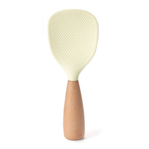 Newyorkbigsale ทัพพีตักข้าว ทัพพีซิลิโคน ตั้งได้ ด้ามจับไม้ No.Y1937