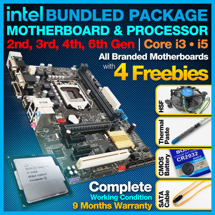 Intel Processor & Motherboard Bundle Package 2nd, 3rd, 4th, 6th Gen. i3 and i5 with 4 Free