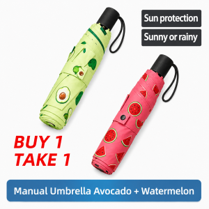 JF 【Buy 1 Get 1】Fruit Umbrella Folding Umbrella Rain Sunscreen UV Protection Sunshade Umbrella heavy rain umbrella windproof【Buy More Save More】