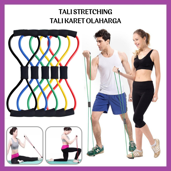 Tali Stretching Elastis Tali Karet Pilates Olahraga Fitness Gym
