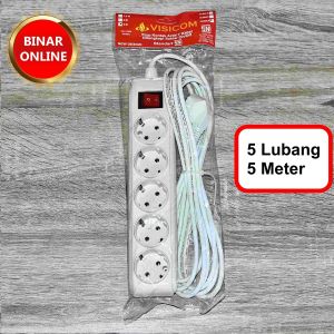 Stop Kontak Visicom Hitam Putih 3 4 5 Lubang 3 5 Meter SNI