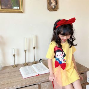 กระโปรงเด็กผู้หญิง กระโปรงสั้นตาข่ายผูกโบว์ลายการ์ตูนสำหรับเด็กผู้หญิงในช่วงฤดูร้อน