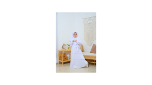 Nazwa Kids Model Gamis Putih Anak Perempuan Elegan Dress Fashion Muslim Anak Lebaran Free Hijab H47