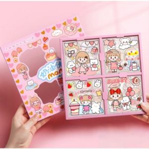 Stiker Momo 100 pcs box 2d lembar Botol Minum Viral Korea Anak - Biru