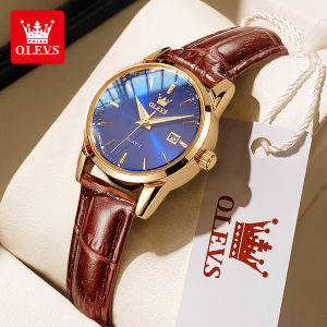 OLEVS Jam Tangan Wanita Dewasa Import Ori Kulit Original Terbaru LED Anti Air Kecil Kuarsa Arloji Fashion 2024 Ready Stock COD