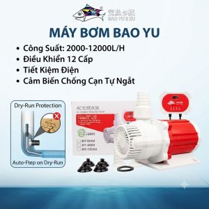 Máy Bơm Baoyu BY Series (2000-12000L/H) Điều Khiển 12 Cấp Độ Cảm Biến Chống Cạn Tiết Kiệm Điện