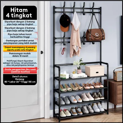 Rak sepatu 5 Susun Rak Gantungan baju Stand Hanger Multifungsi Gantungan Baju Jaket Topi Tas