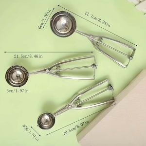 4CM5CM Kitchen Ice Cream Mash Potato Scoop Smoothly turns into a ball Food Grade Stainless Steel Spoon Spring Handle