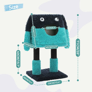 2-in-1 Detachable Cat Tree Cute Cat Tower with Double Cozy CondoScratching PostsFunny Eyes and Ears Cat House for Indoor Cats