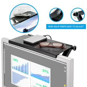Rak Monitor TV Portabel Anti-Slip dengan Penyimpanan Laci - Desain Ergonomis Warna Hitam