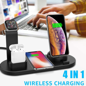 4 in 1 Wireless Charger For iPhone Charging Dock Station For Apple Watch Airpods Charger Micro USB Samsung Type C Stand