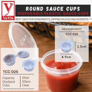 Tage Plastic Sauce Container with Lid / Mini Round Sauce Container 25ml/35ml/50ml/70ml Bekas Sos