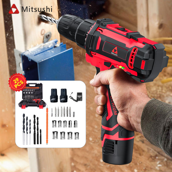 Mitsushi MIT 1006 16.8V 10mm 2 pcs A Batteries Glary High End Series Cordless Drill Tool Kit with Complete Accessories Lazada PH