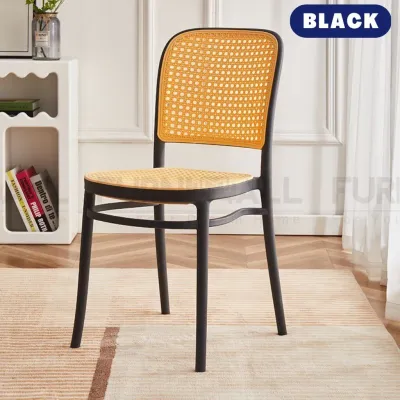FURNIMALL Kerusi Rotan Armrest Rattan Chair Arm Chair PP Stackable Minimalist Outdoor KerusiCafe Backrest Chair
