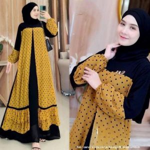 lena maxi ceruty bebydoll rompi / gamis syarii rompi salur terbaru/ gamis ceruty bebydoll susun