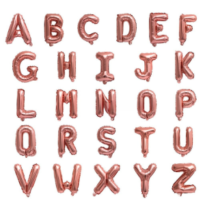 [A to P] 16 Inch Letter Alphabet Huruf Raya Festive Foil Balloon Helium Abjad Happy Birthday A-Z Letters Rose Gold Belon