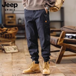 JEEP SPIRIT Mens Pants Mens Thin Loose Straight Leg Casual Wide Leg Strap Pants Multi Pocket Cargo Pants