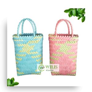 Tas Anyaman Plastik Tinggi untuk Botol Souvenir Parcel Hampers Bingkisan