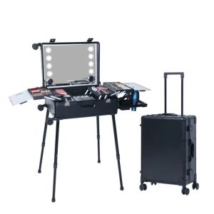 Sacesr Nordic High-end Makeup Case Modern Design Waterproof Board Portable Wheeled Makeup Case Lighted Stand Table Makeup Artists FYMB 9H4B3