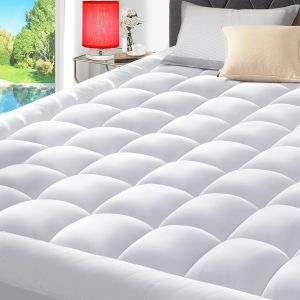 Mattress Pad Fitted Quilted Mattress Cover Cooling Soft Pillow Top Mattress Topper Down Alternative Filling Mattress Protector