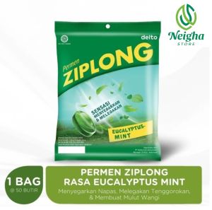 ZIPLONG Eucalyptus Mint Permen Candy Herbal Bag 50 Butir Pelega Tenggorokan Nafas Segar Plong Asli