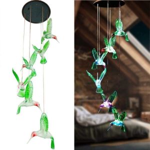 FOUNDTWO Cute Solar Wind Chime Hanging Colorful Gradient Wind Chime Hanging Lamp Colorful LED Landscape Lamp LED Wind Chime Light Home Decoration