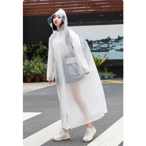 Áo mưa măng tô trong suốt cao cấp có kính chắn – thiết kế thời trang che phủ toàn thân tiện dụng