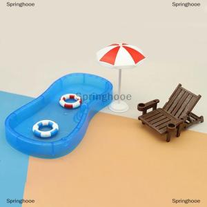 [COD] Springhooe Doll house simulation Cute Mini swimming pool swimming circle beach chair set
