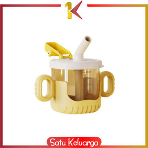 SK-C1053 Gelas Minum Anak Baby Training Cup 300ML Motif Buaya dengan Pegangan dan Sedotan Silikon