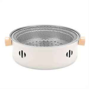 ERMENLED Compact Size Barbecue Grill Pan With Grill Net Stainless Steel Charcoal Grill Stove Portable Split Design Split Grill Pan Outdoor Use