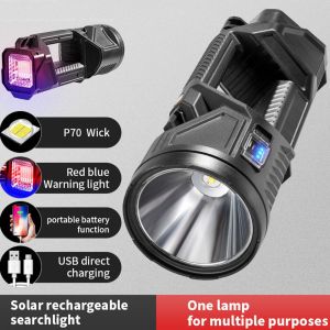 Super Bright Flashlight Rechargeable USB Portable Light Searchlight Work Light Handheld Flashlight Camping torch light powerful rechargeable Spotlights Flashlight 100000 lumens Waterproof flashlights heavy duty emergency light solar flashlight lampu suluh