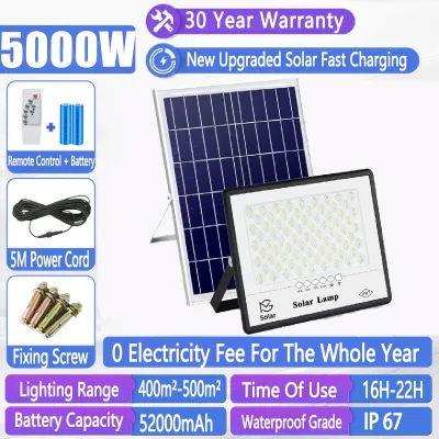 BUY 1 TAKE 1 Solar Light 10000W Super Battery Life Outdoor Waterproof Solar Flood Light With Solar Panel Original 606LED 680000mAh garden lamp room night light bulb for courtyard automatic with remote