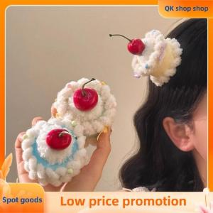 ✨QK shop✨ Cute Cherry Cake Hair Clip Womens Birthday Hat Headwear Hairpin Photography Atmosphere Sense Props Hair Accessories Gift