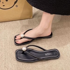[FreeShipping] 2025 new summer flip-flops for beach wear non-slip flat sandals for women with pearls