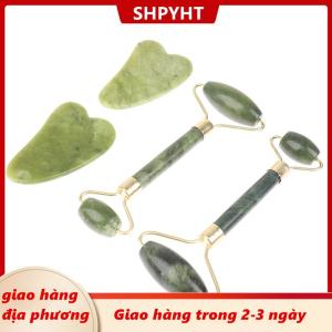 [COD] SHPYHT Giao hàng địa phương Ngọc Bích Tự Nhiên Massage Con Lăn + Guasha Hội Đồng Quản Trị Spa Scraper Đá Mặt Massager Set