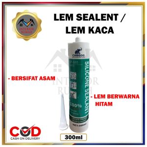 Lem Kaca Sealant 300ml Lem Silicone Kaca Asam Netral - Clear Black White / Lem Sealent Pintu Jendela Akrilik