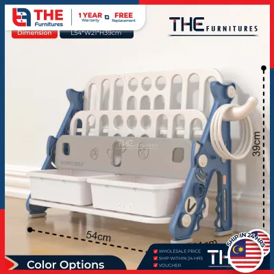THE L54cm Shark Design Children Storage Toy Rack Bins Child Utility Bookshelf Storage