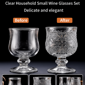 White Wine Glass Thickened Base Visual Attraction Glassware Carved Lead Free Cup Versatility