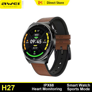 Awei H27 Sport Smart Watch for Men Girl 128 Memory Skin Friendly Material Wirst Watch 1.43inch AMOLED HD Screen Outdoors Watch Sleep Monitoring Bluetooth Calling Heart Rate Sports Watch