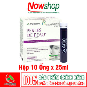 Nước uống collagen marin 5000mg Perles De Peau Arkopharma hộp 10 ống dưỡng ẩm đẹp da ngừa lão hóa