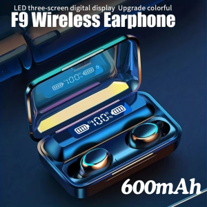 BARU Earphone Bluetooth Androit Full Bass Jernih 5.3 Earbuds with Charging Case 600mAh - F9-5