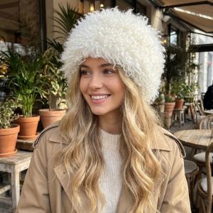 BLACKON Plush Curly Faux Fur Bucket Hat Face Slimming Thick Warm Snow Hat Warm Soft Fisherman Cap Winter