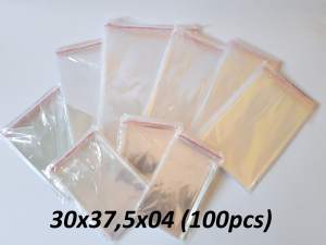 Plastik Seal OPP 30x375x04 (100 lembar) / Plastik Lem 30 x 375 x 04 Bening Rekat Kaos Baju Kemeja Celana