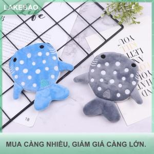 【LAKEBAO】 Ví đựng tiền xu hình cá mập bằng vải nhung lông hoạt hình dễ thương Ví động vật có khóa kéo bằng vải nhung lông túi đựng tiền xu cho trẻ em