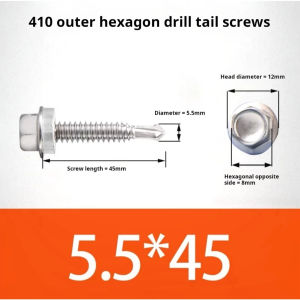 100 Pcs #12 Hex Head 410 Stainless Steel Self-Drilling Tek Screws for Metal –Corrosion-Resistant High-Strength Fasteners