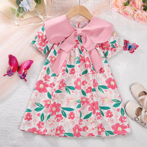 Bear Leader Kids Baby Girls Dresses Korea Bow Teenager Summer Dress Midi Vestidos Children Clothing Fashion Girl Floral Wedding Dress 4 5 6 7 8 Years
